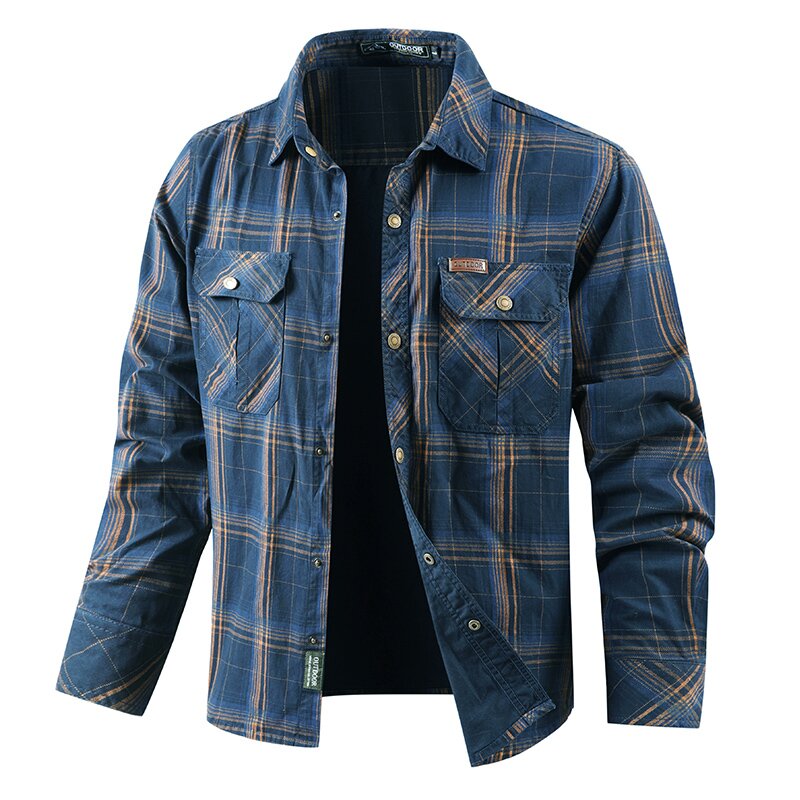 Flannel Shirt Lined - Herfst- en lentemodetrend Puur katoenen geruit