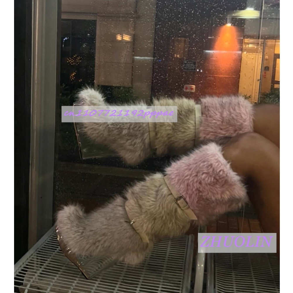 Waterproof Winter Boot - Winter Gradiënt Harige Transparante Sleehak Laarzen