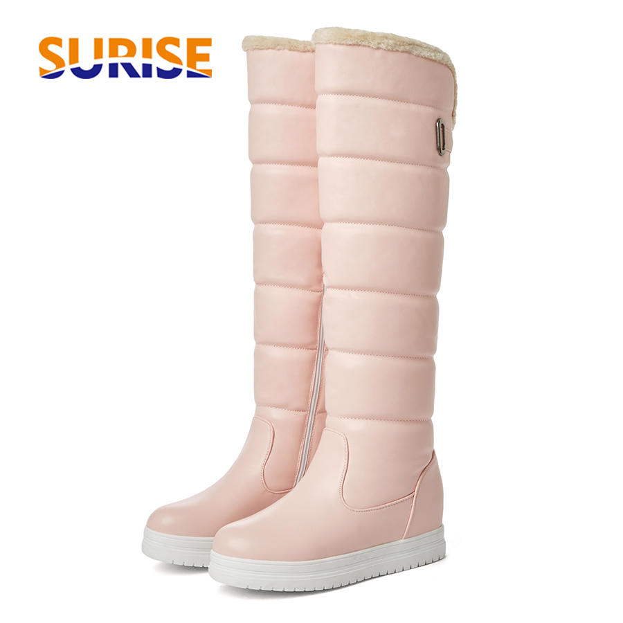 Waterproof Winter Boot - Winterse bontkniehoge platform sneeuwlaarzen, zoete witte