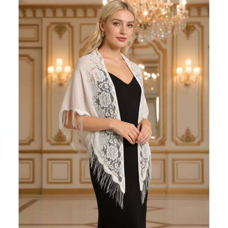 Bruidssjaal met kwastjes, drie - Shawl Wrap Winter recensie en prijs